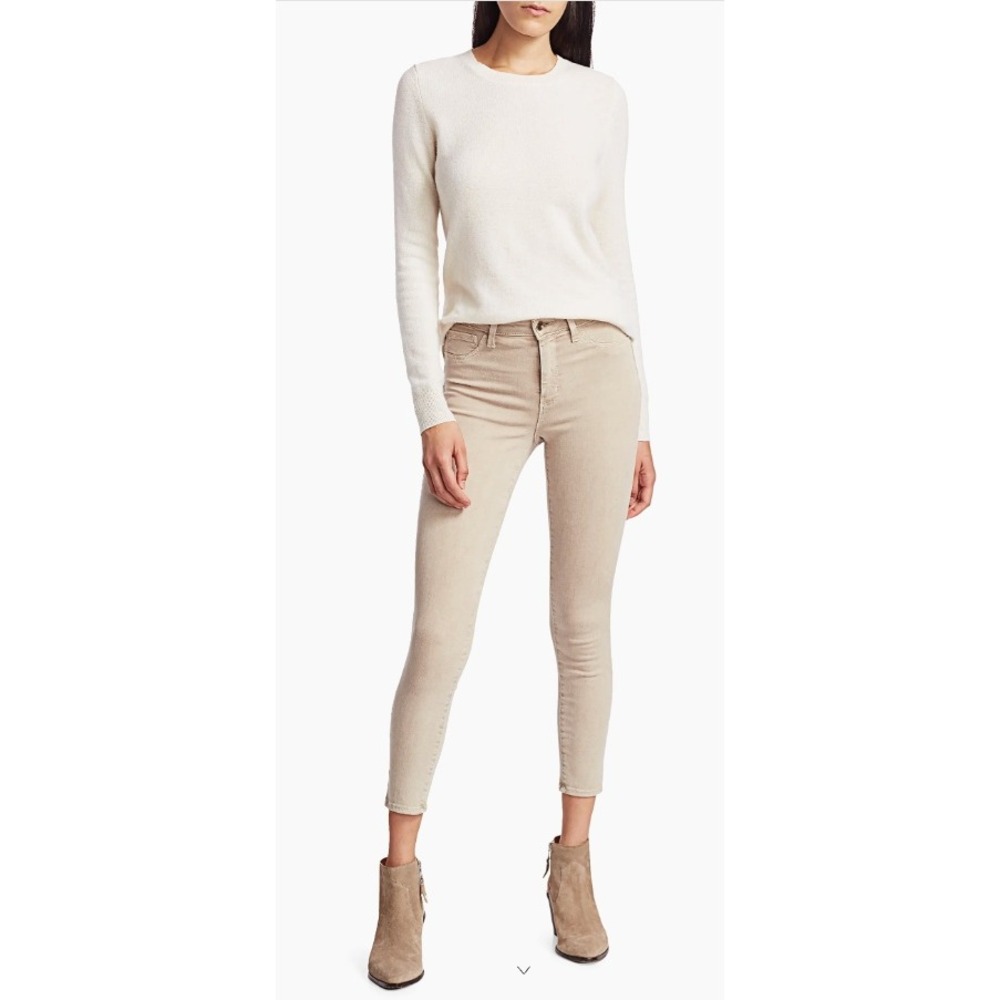 NWT L'AGENCE Margot High-Rise Ankle Skinny Jeans Cream Size 28
